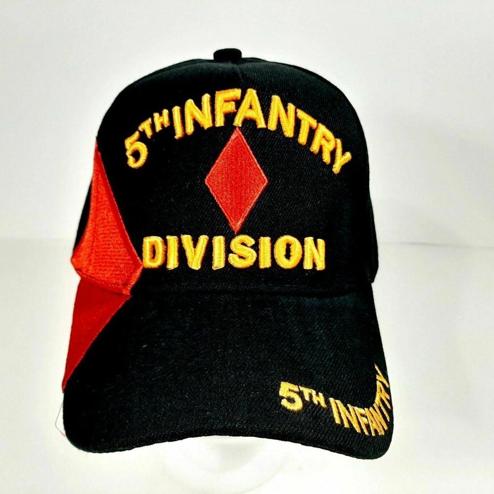 5th Infantry Division Men's Ball Cap Hat Black Embroidered Acrylic Army